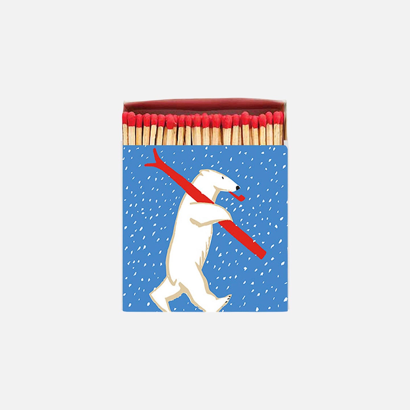 Caja cuadrada de cerillas Christmas Skiing Polar Bear