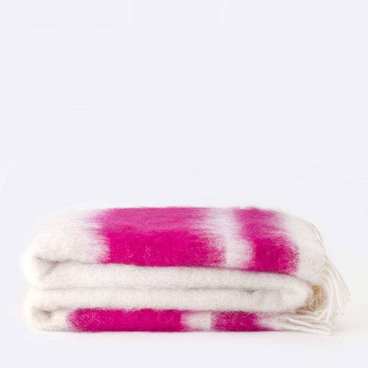 Homewear - Manta De Mohair Blanco Y Fucsia